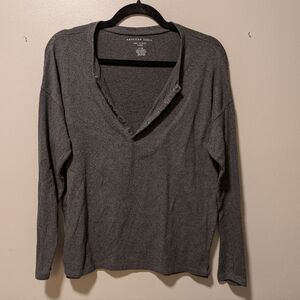 ✨5 For 50 American Eagle Outfitters Women's Gray Long Sleeve Top Soft And Sexy